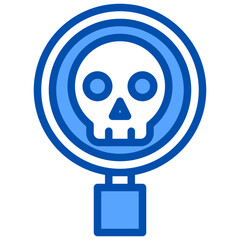 Skull blue outline icon