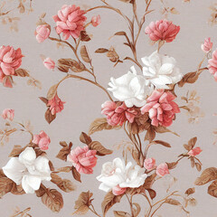 Floral background with roses wallpaper. Generative AI 