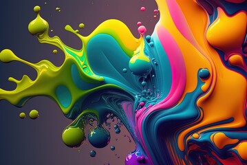 an abstract backdrop formed by splattering liquid paint of many colors. Generative AI
