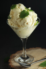 Ice cream scoops in an ice cream bowl	