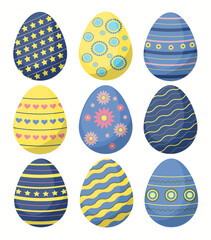 Set of color Easter eggs. Easter eggs. Vector illustration. Easter eggs vector icons flat style. Easter eggs isolated vector.