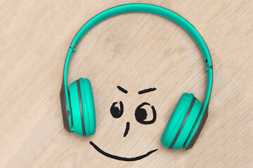  listen to happy music concept 