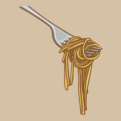 Spaghetti with butter on a fork