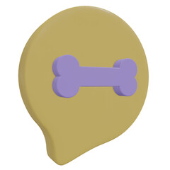 Pet Paw with Chat Bubble 3D Illustration. Chat icon pastel color.