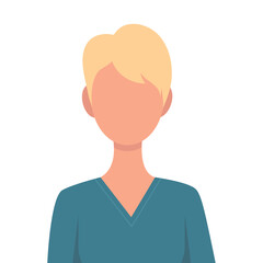 Woman with short blond hair. Vector illustration isolated on white background in flat style.