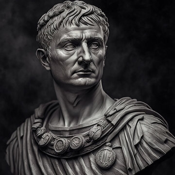 Roman empire. Roman emperor Trajan (98–117 CE). Created with Generative AI technology.