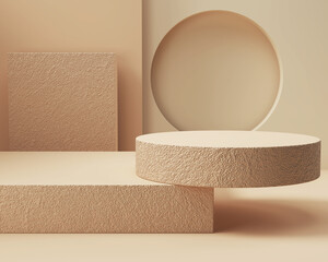 minimal podium product background, Stage showcase for cosmetic product pedestal, 3d Scene rendering.