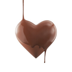 Chocolate Melted in the form of heart, Liquid dark chocolate on a white background, 3d rendering.