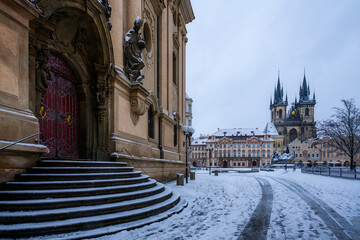 The St. Nicholas Church and the Church of Our Lady before Týn on The Old Town Square...