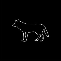 Hand draw wolf icon isolated on black background.