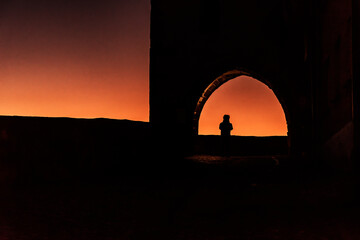 Fototapeta na wymiar beautiful sunset in the fortress