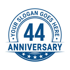 44 years anniversary logo design template. Vector illustration.
