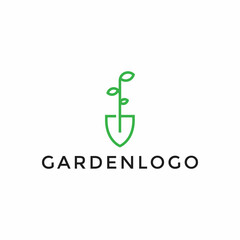 Shovel Leaf, Garden, Botany, Nature, Seed, Plant Line Logo Design