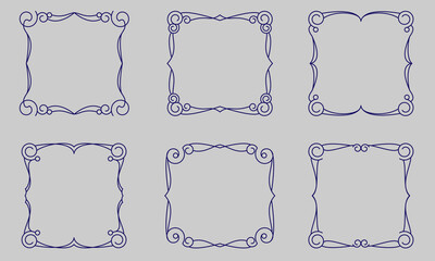 Vintage calligraphic frames, retro elegant ornamental borders and filigree floral ornaments for framed Template