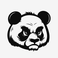Angry panda head. Black and white logo. Vector illustration © Mr.Vander