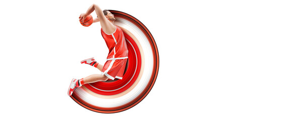 Realistic silhouette of a NBA basketball player man in action isolated white background. © Yevheniia