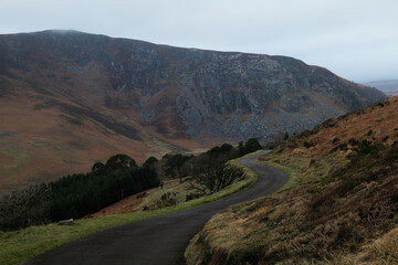 Winding Mountain Road Path Leading to Luggala in the Wicklow Mountains, Ireland