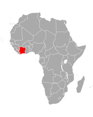 Karte von Elfenbeinküste in Afrika