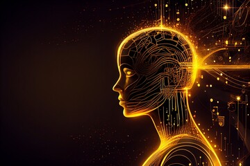 Tech digital network head with background. Generative AI, Generative, AI