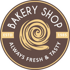 Vintage style bakery shop label, badge, emblem, logo. PNG illustration. Colorful graphic art with engraved design element. Collection of linear graphic on white background.	
