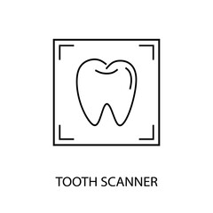 Tooth scanner medical icon. Dental Health concept. Outline tooth scanner symbol isolated on white background. minimal linear style design. vector illustration