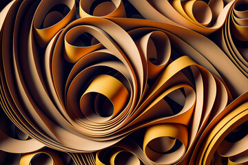 A background composed of colored paper ribbons in the form of a spiral is presented. An image symbolizing the printing industry and the nobility of paper. Generative AI