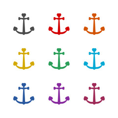 Love anchor logo icon isolated on white background. Set icons colorful