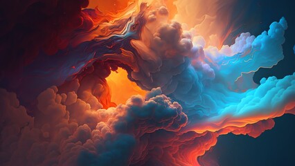blue red orange wallpaper ice and fire AI generative 4k, HD, High Resolution, AI generative Illustration