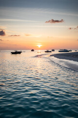 amazing sunset on the sea tropical beach