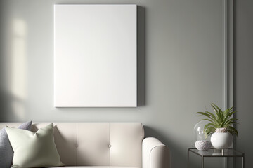 Naklejka na ściany i meble Canvas Mockup in a Minimalist Modern Living Space. Generative AI
