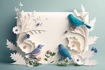 Decorative frame in paper craft style with copy space, ai generative.