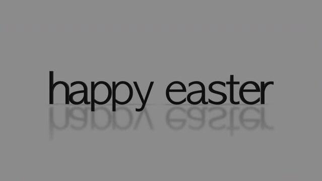 Rolling Happy Easter text on grey gradient, motion abstract promo, spring and holidays style background