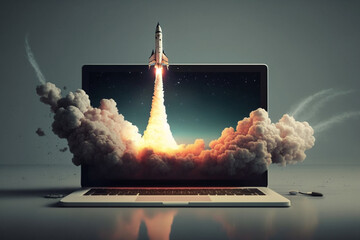 Reach for the stars with a virtual rocket launch from your computer , generated by IA