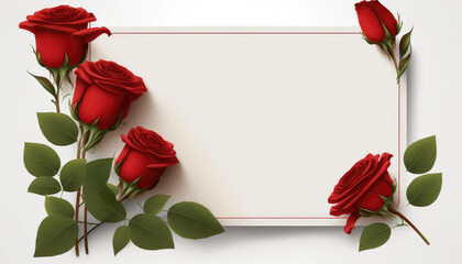 a classic and romantic image of red roses, with an open space for adding personalized text or message