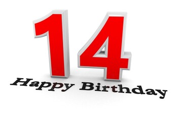 3d Rendering of a number with Happy Birthday