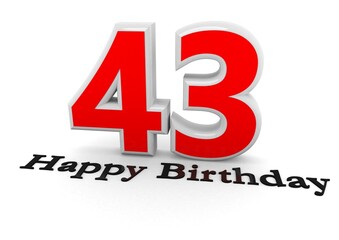 3d Rendering of a number with Happy Birthday