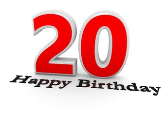 3d Rendering of a number with Happy Birthday