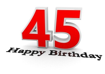 3d Rendering of a number with Happy Birthday