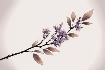 A pastel cherry blossom branch on a white background, evoking the beauty and impermanence of life. Use this image to promote a sense of peace and serenity. Generative AI