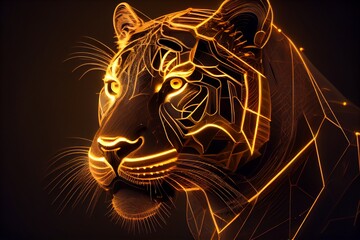 Head of a tiger with light gold. Generative AI, Generative, AI