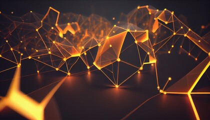 Digital tech network background. Light gold background. Generative AI, Generative, AI