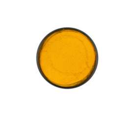 Turmeric in a small bowl isolated. kitchen spice design elements