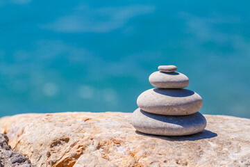 Fototapeta na wymiar Stones like Zen on the beach near the sea
