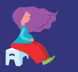 Silhouette of a pregnant woman sitting
