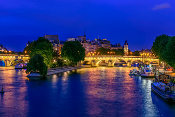 Pont Neuf is the oldest bridge across the river Seine and  island Cite in Paris, France. It is one...