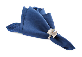 Napkin with decorative ring for table setting isolated on white