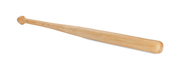 Wooden baseball bat isolated on white. Sports equipment