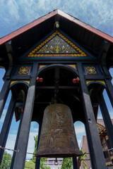 Historical bell at  Aceh museum in Banda Aceh Indonesia. ancient big bell tower