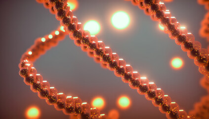 background with dna, close up of DNA for medical or educational purpose, close up of bacteria or virus for medical purpose or educational Background macro image of dna and virus. generative ai