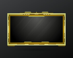 Glossy golden border stream overlay gui webcam screen panel frame template